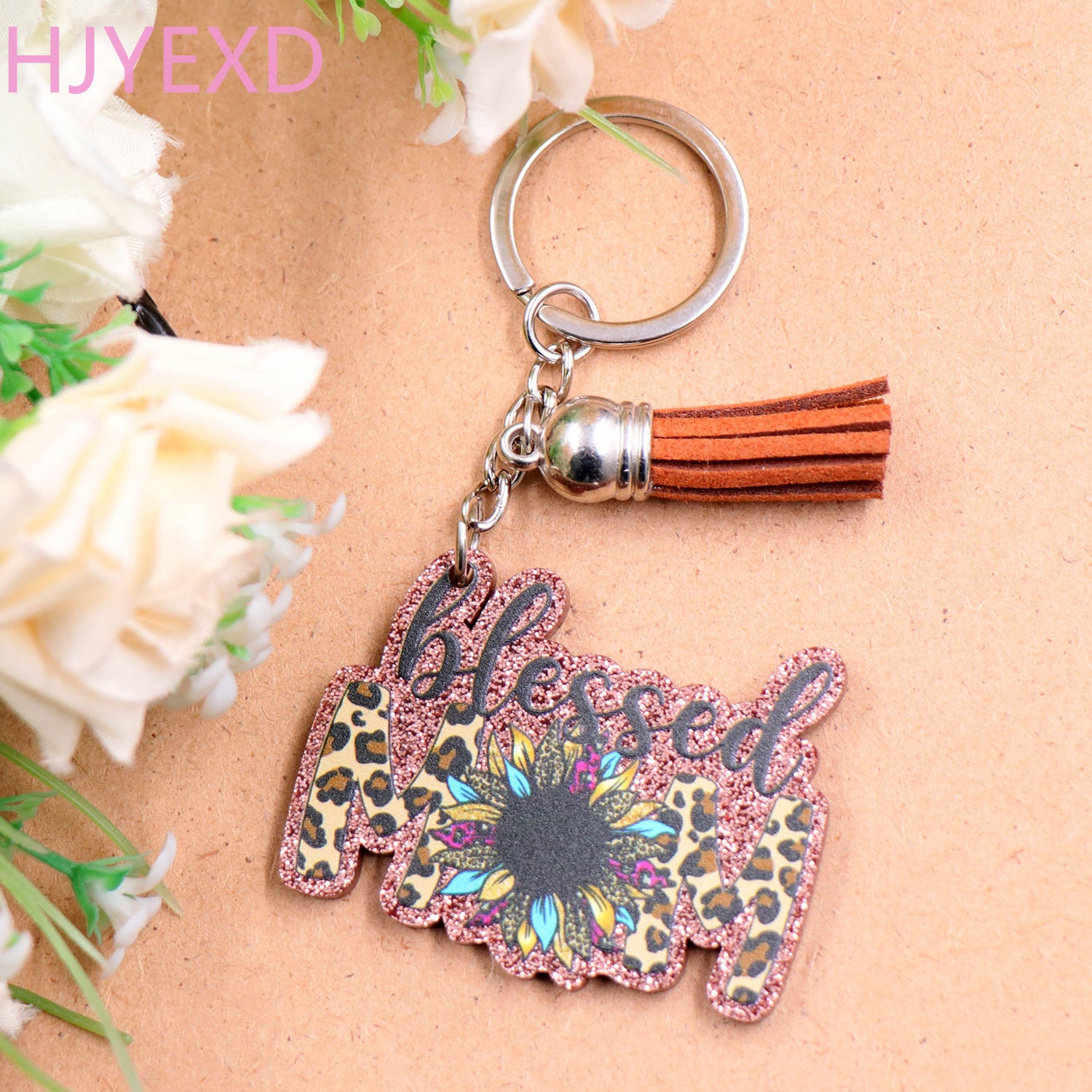 Wholesale Mother's Day Sparkling Sunflower Acrylic Keychain